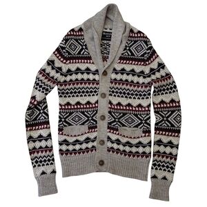 Bluenotes Men's Patterned Cardigan - Black, Cream, and Red